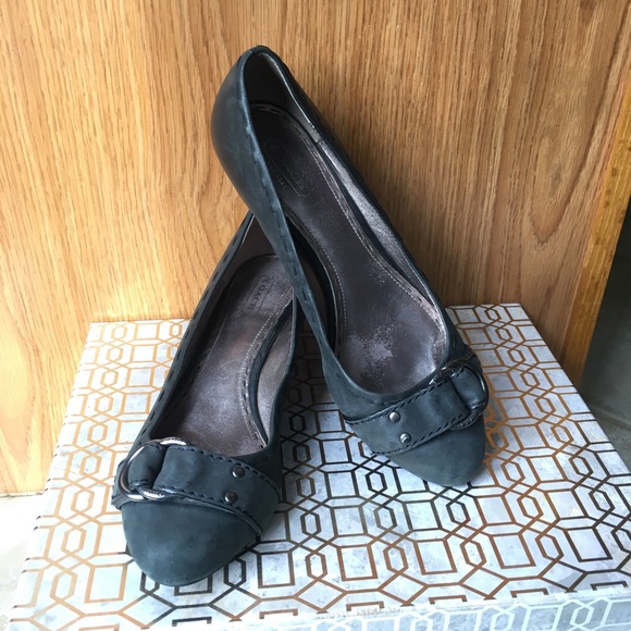 Coach Millie Leather Buckle Wedges